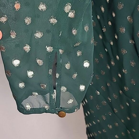 Gianni Bini Dark Green Dress with Sparkly Gold Dots, Size Medium - Picture 8 of 12